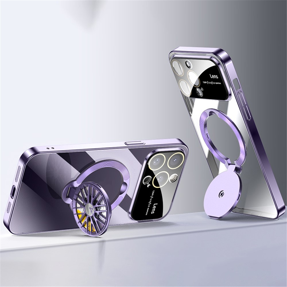 VOERO For iPhone 12 Pro Kickstand Case Electroplating Shockproof PC Phone Cover - Purple