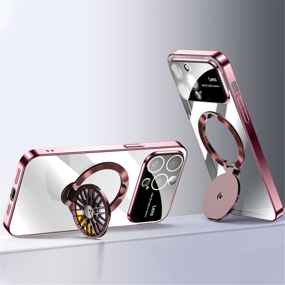 VOERO For iPhone 12 Pro Kickstand Case Electroplating Shockproof PC Phone Cover - Red