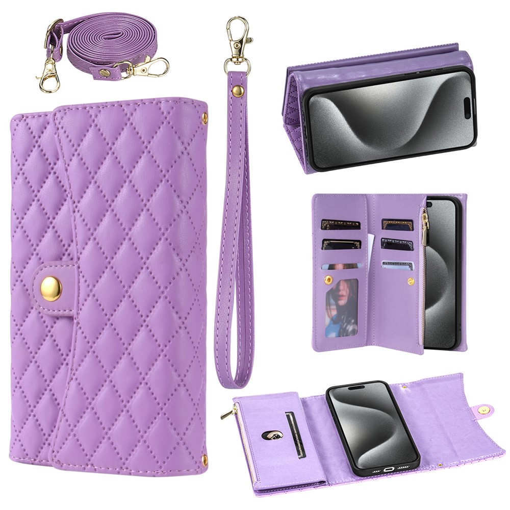 BKS-002 For iPhone 11 Folio Flip Cover Card Slots Stand Wallet Phone Case - Purple