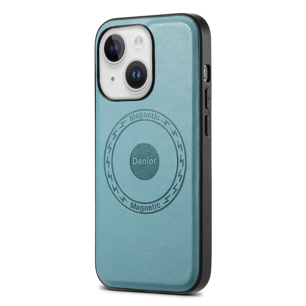 DENIOR For iPhone 15 Plus Magnetic Case Compatible with MagSafe Leather+PC+TPU Cover - Blue
