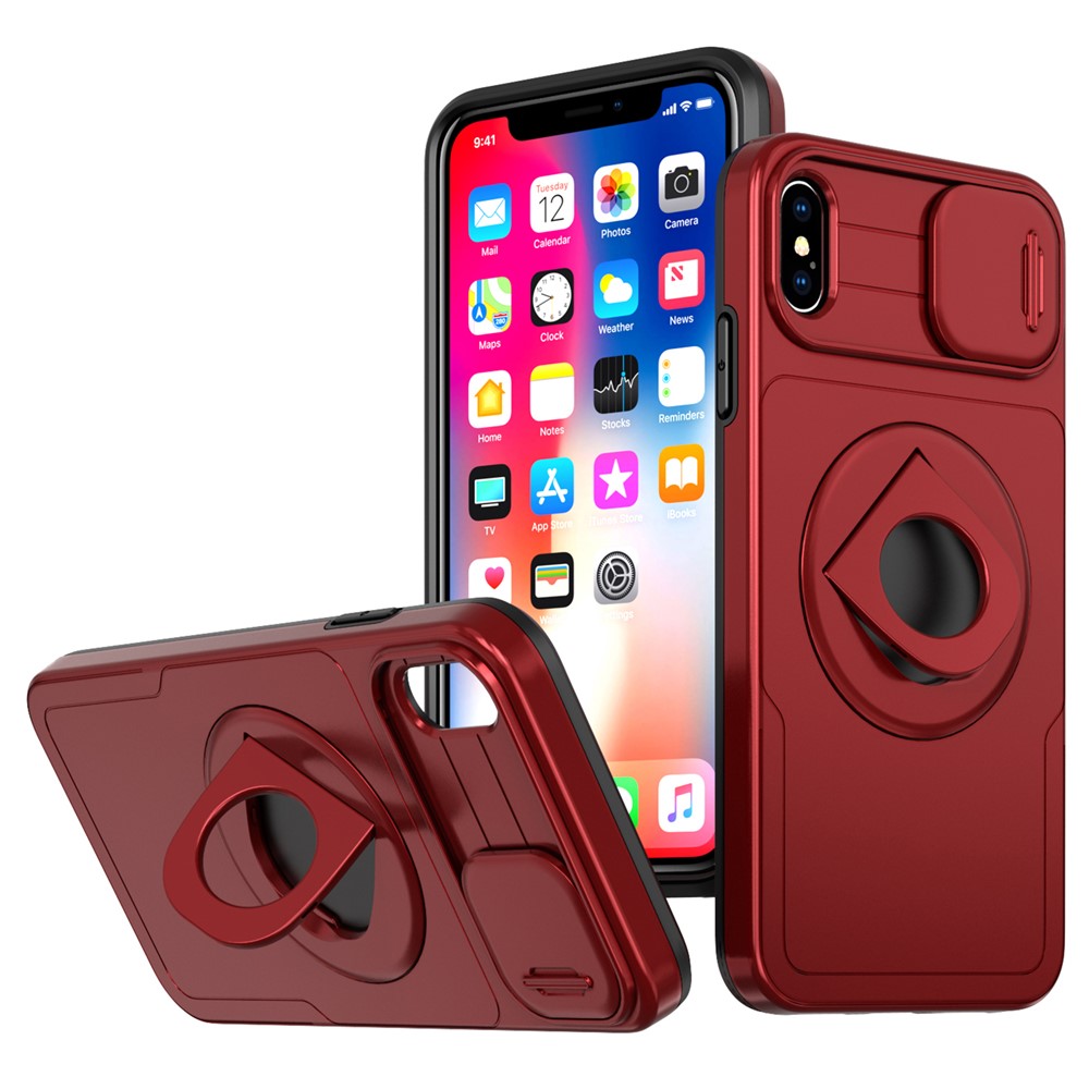 For iPhone XS Max Phone Case TPU+PC Magnetic Cover Camera Protection - Red