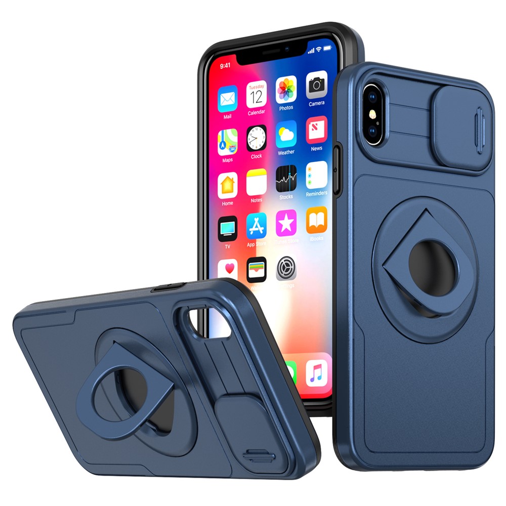 For iPhone XS Max Phone Case TPU+PC Magnetic Cover Camera Protection - Blue
