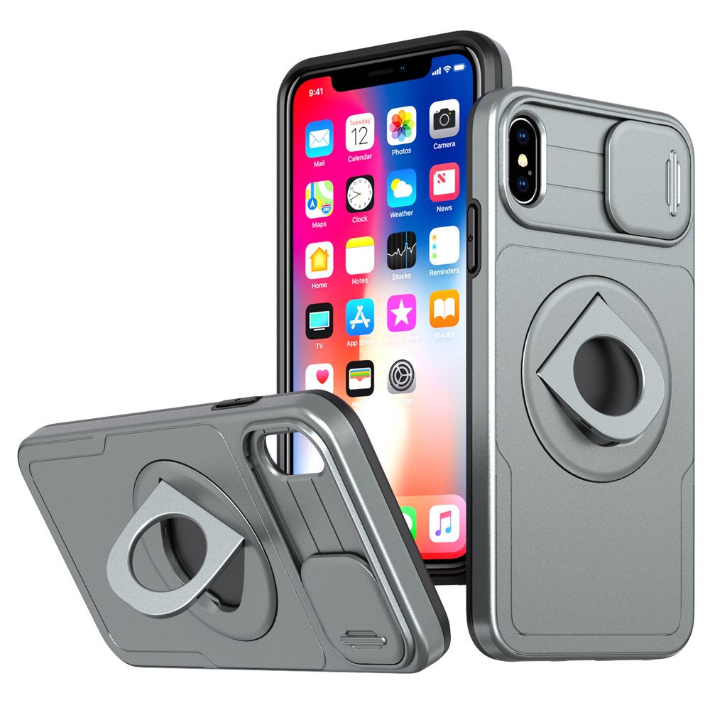 For iPhone XS Max Phone Case TPU+PC Magnetic Cover Camera Protection - Grey