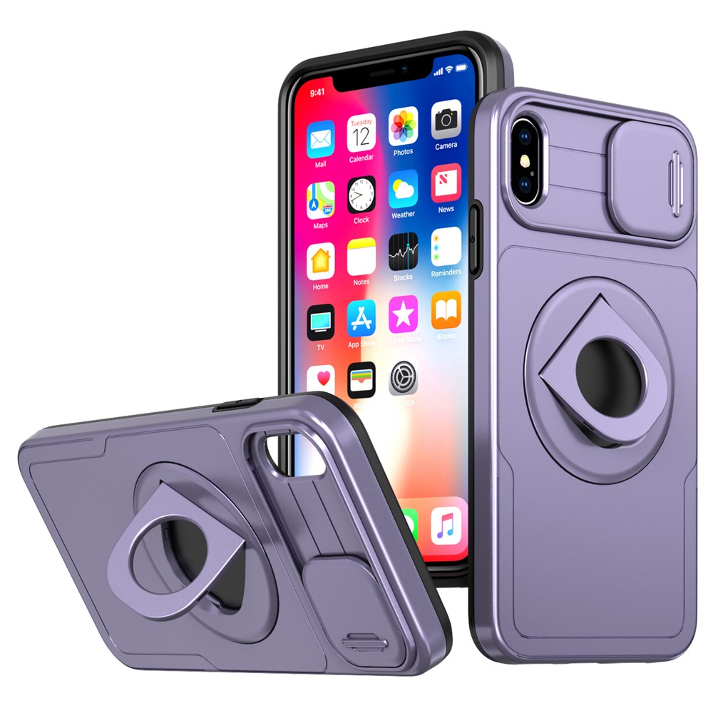 For iPhone XS Max Phone Case TPU+PC Magnetic Cover Camera Protection - Purple