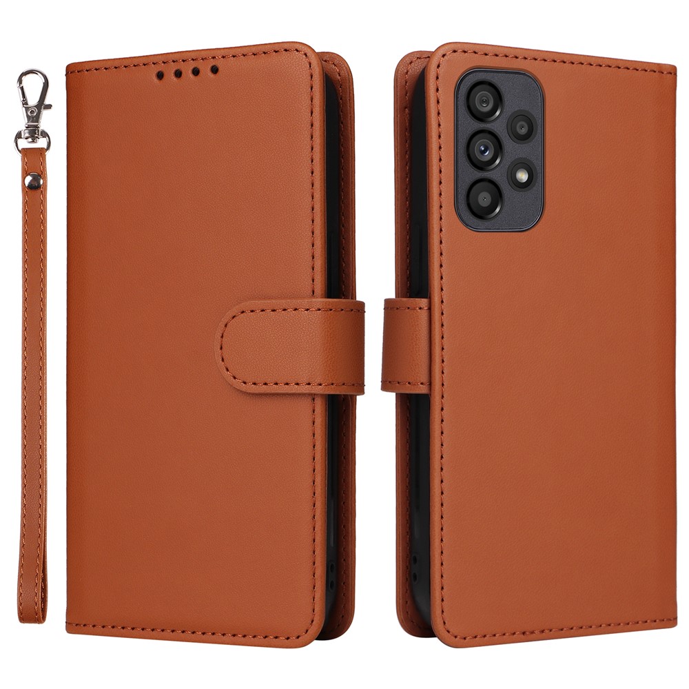 For Samsung Galaxy A73 5G Magnetic Case BETOPNICE Detachable PU Leather Phone Cover with Strap - Brown