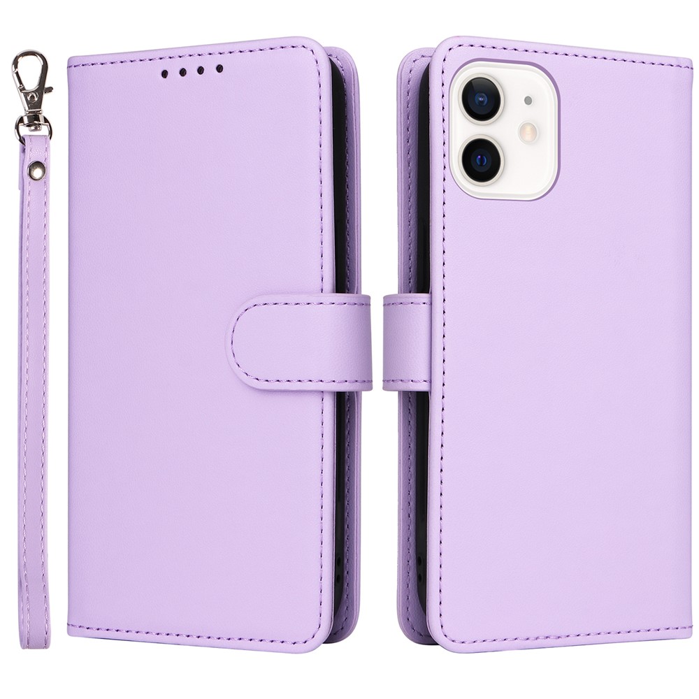 For iPhone 12 mini Magnetic Case BETOPNICE Detachable PU Leather Phone Cover with Strap - Purple