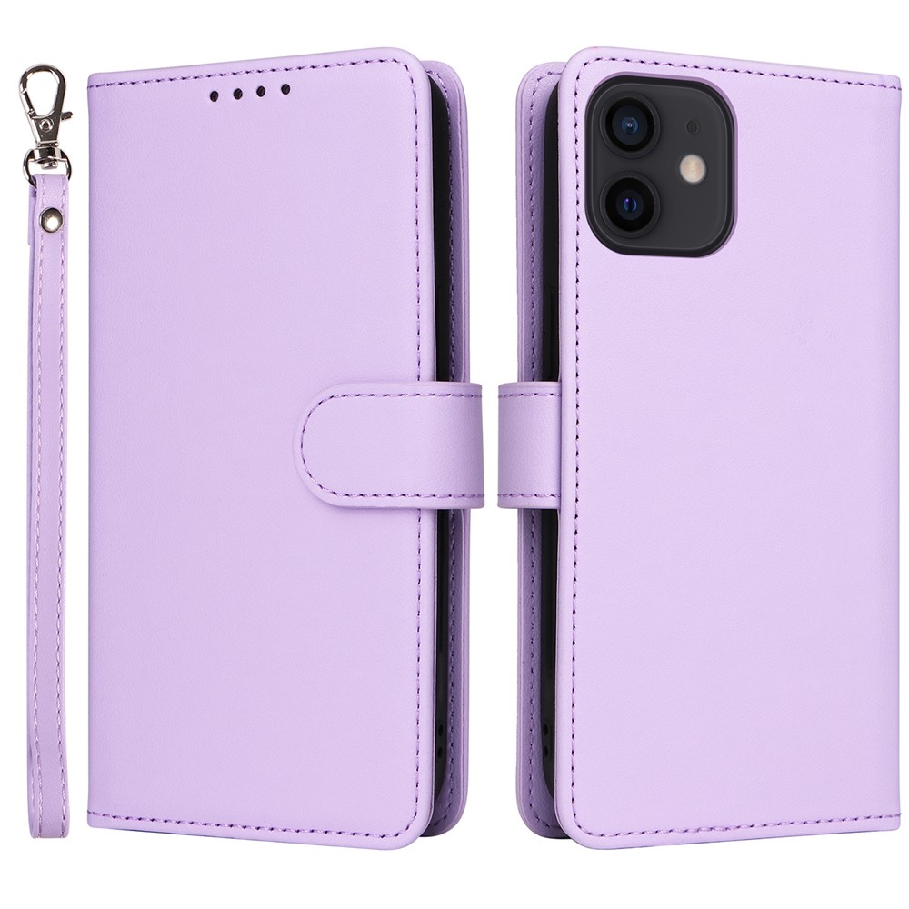 For iPhone 12 / 12 Pro Magnetic Case BETOPNICE Detachable PU Leather Phone Cover with Strap - Purple