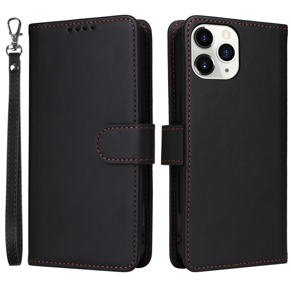 For iPhone 11 Pro Magnetic Case BETOPNICE Detachable PU Leather Phone Cover with Strap - Black