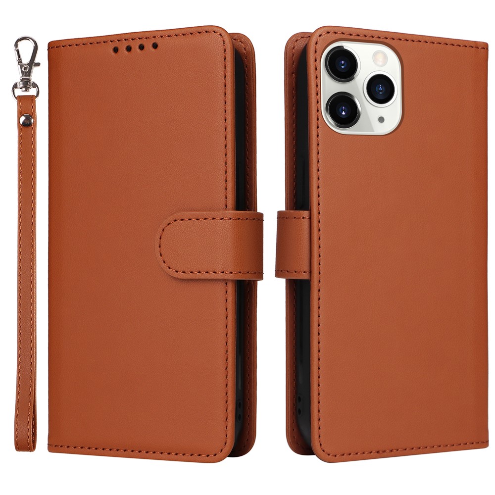 For iPhone 11 Pro Magnetic Case BETOPNICE Detachable PU Leather Phone Cover with Strap - Brown