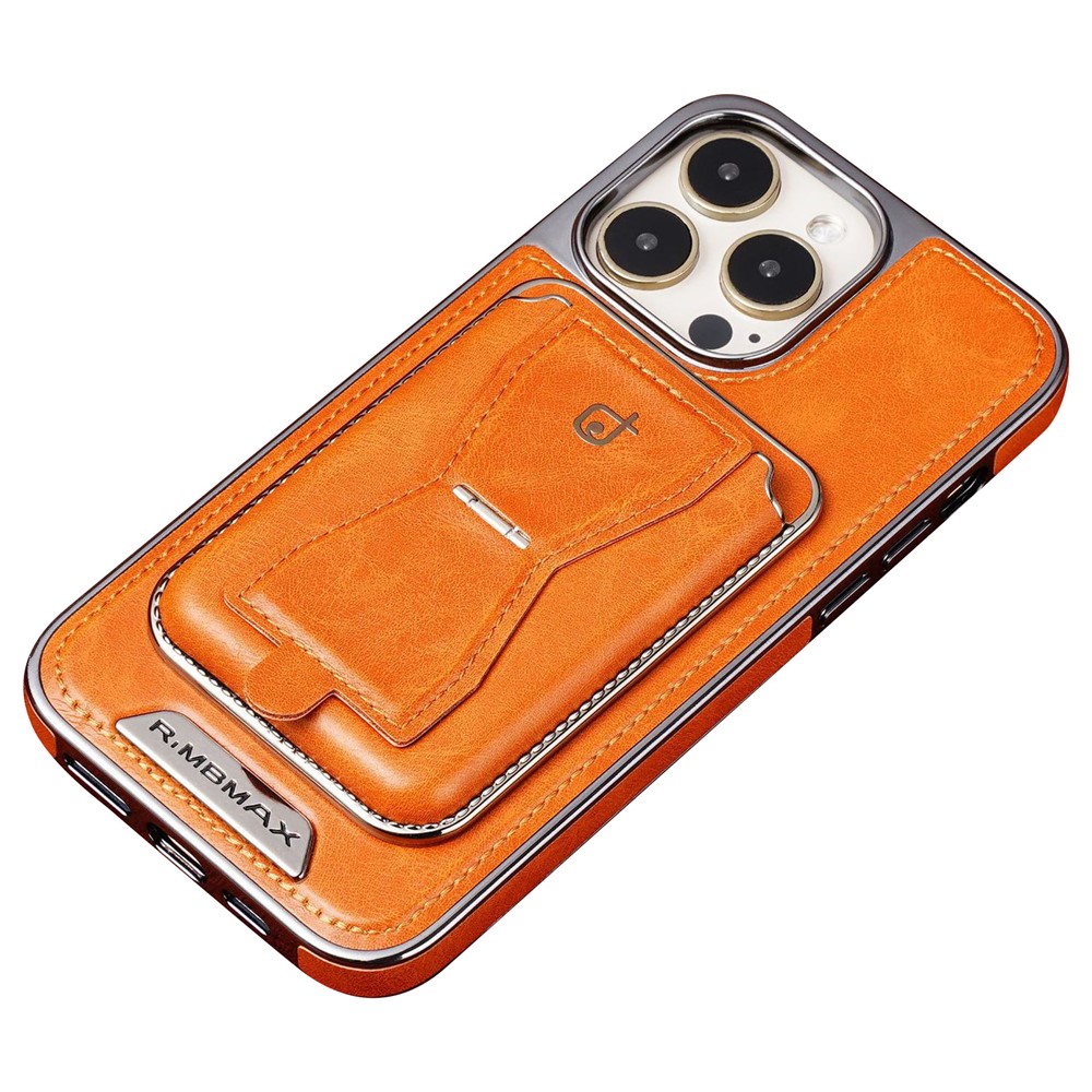 RMBMAX For iPhone 12 Pro 6.1 inch Cell Phone Case Detachable Card Holder Kickstand Cover - Orange