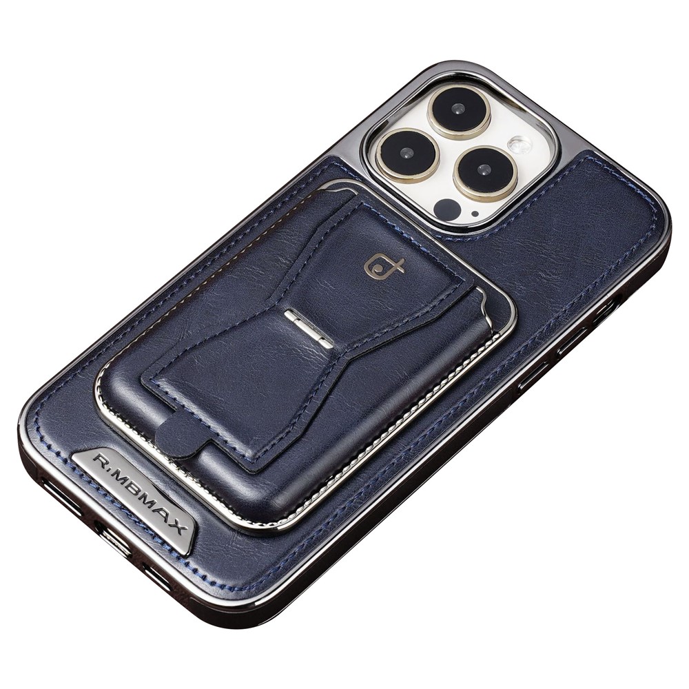 RMBMAX For iPhone 12 Pro 6.1 inch Cell Phone Case Detachable Card Holder Kickstand Cover - Navy Blue