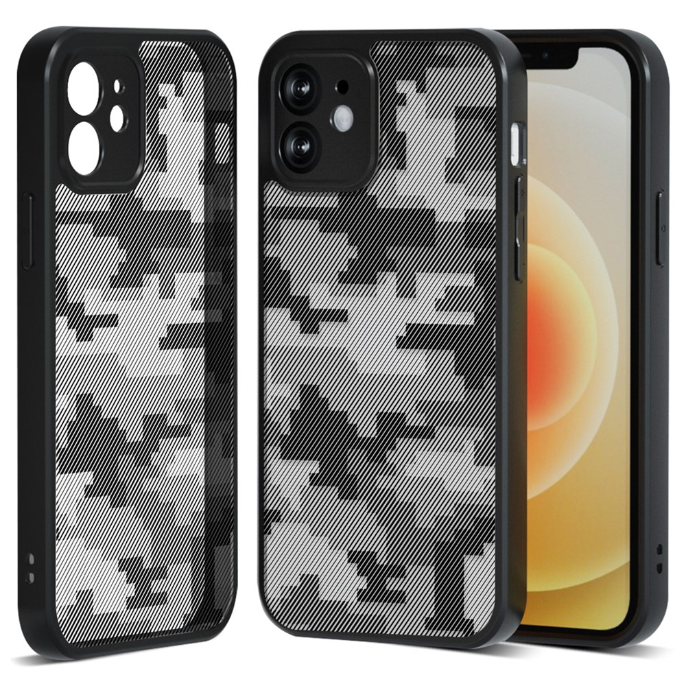 IBMRS For iPhone 12 Slim-Fit Phone Case Anti-Scratch TPU+PC Phone Cover Shell - Grid Camouflage
