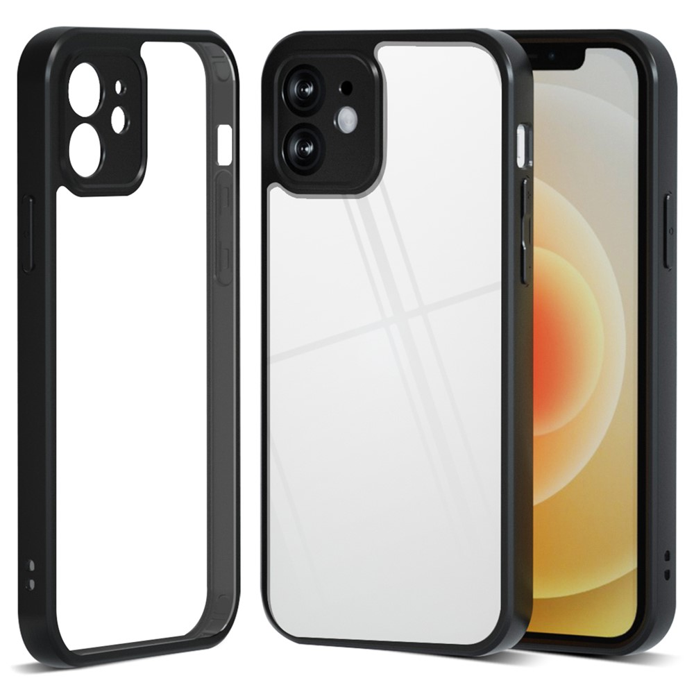 IBMRS For iPhone 12 Slim-Fit Phone Case Anti-Scratch TPU+PC Phone Cover Shell - Transparent Black