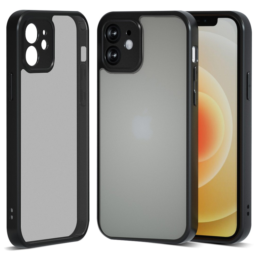 IBMRS For iPhone 12 Slim-Fit Phone Case Anti-Scratch TPU+PC Phone Cover Shell - Matte Black