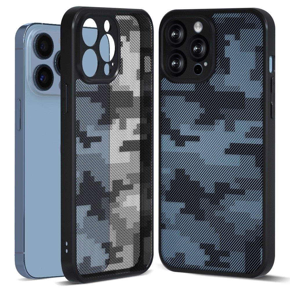 IBMRS For iPhone 12 Pro Phone Case TPU+PC Back Shockproof Cover - Grid Camouflage