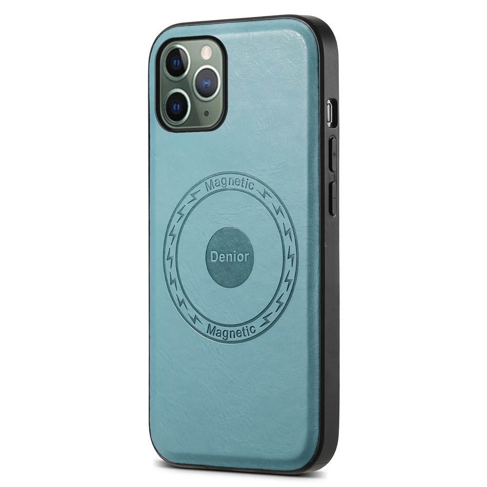 DENIOR For iPhone 11 Pro Magnetic Case PU Leather Non-Slip Grip Phone Back Cover - Blue