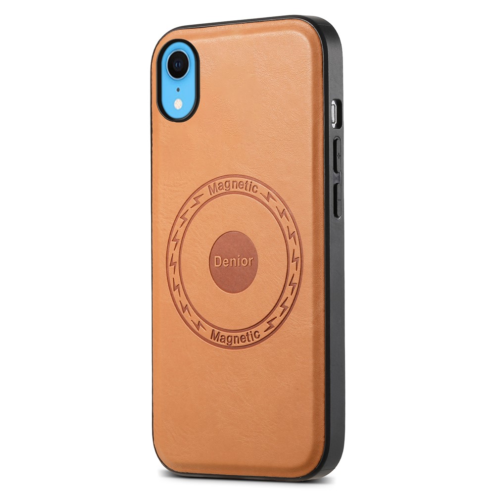 DENIOR For iPhone XR Case PU Leather Phone Back Cover Compatible with Magsafe - Khaki