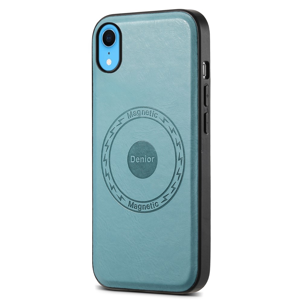 DENIOR For iPhone XR Case PU Leather Phone Back Cover Compatible with Magsafe - Blue