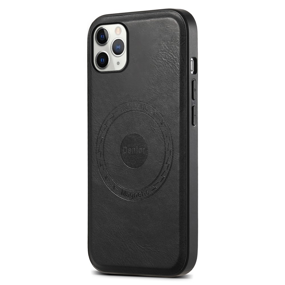 DENIOR Magnetic Case for iPhone 11 Pro Max , PU Leather Coated PC+TPU Phone Cover - Black