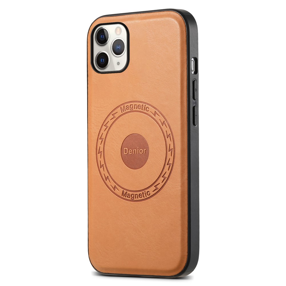 DENIOR Magnetic Case for iPhone 11 Pro Max , PU Leather Coated PC+TPU Phone Cover - Khaki