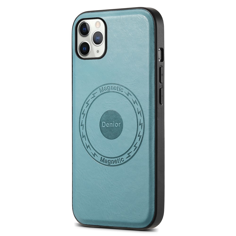 DENIOR Magnetic Case for iPhone 11 Pro Max , PU Leather Coated PC+TPU Phone Cover - Blue