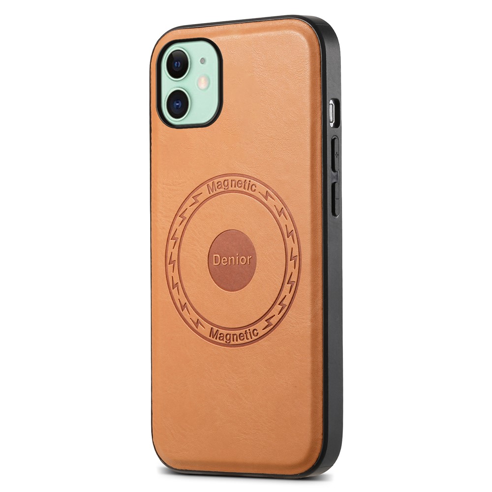 DENIOR For iPhone 11 Phone Case Compatible with MagSafe PU Leather Cover - Khaki