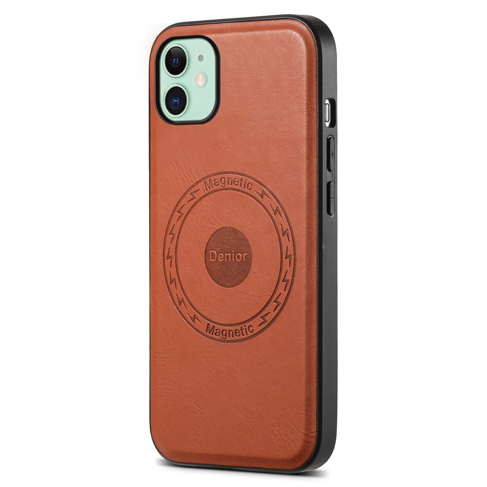 DENIOR For iPhone 11 Phone Case Compatible with MagSafe PU Leather Cover - Brown