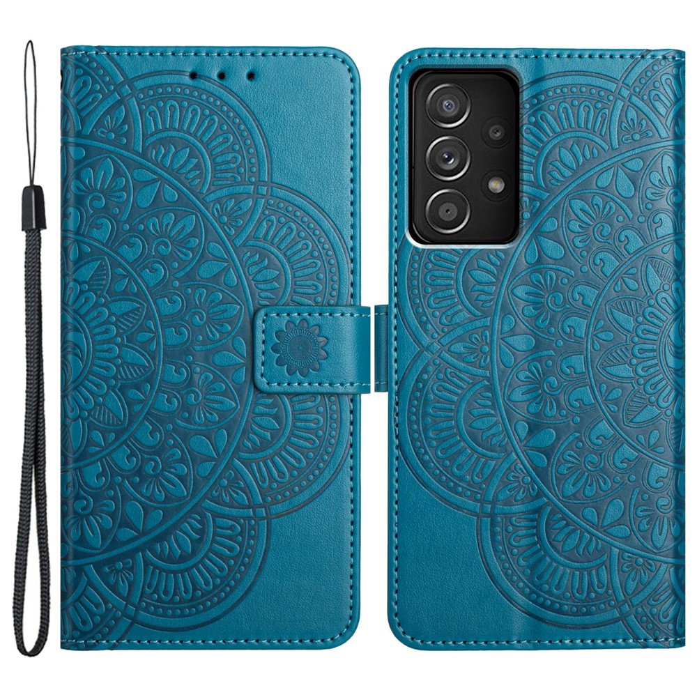 For Samsung Galaxy A73 5G Leather Case Card Holder Stand Wallet Phone Cover - Blue