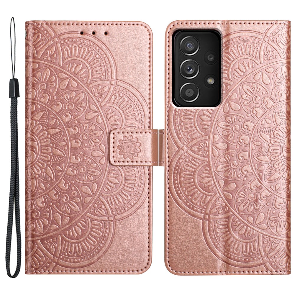 For Samsung Galaxy A73 5G Leather Case Card Holder Stand Wallet Phone Cover - Rose Gold
