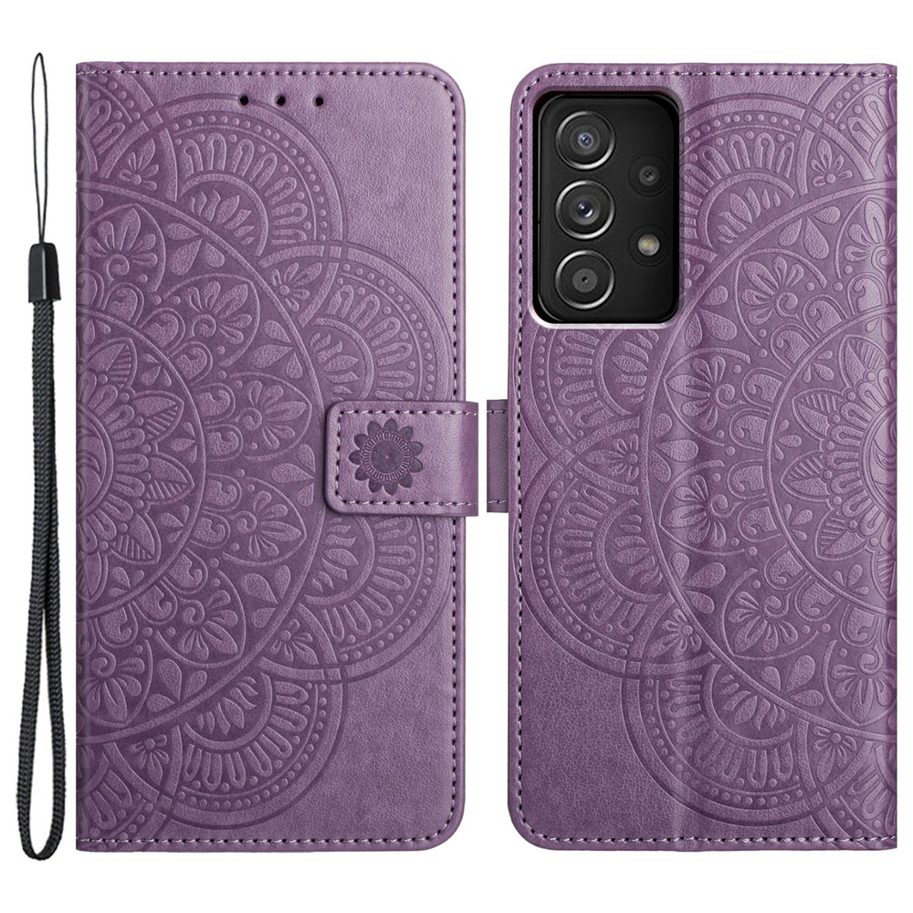 For Samsung Galaxy A73 5G Leather Case Card Holder Stand Wallet Phone Cover - Purple