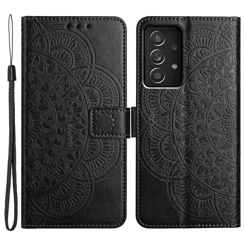 For Samsung Galaxy A73 5G Leather Case Card Holder Stand Wallet Phone Cover - Black