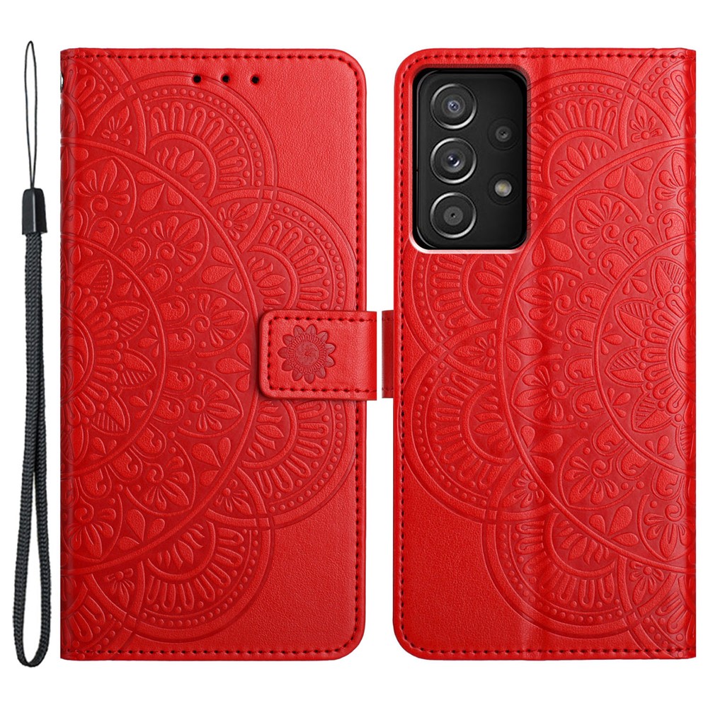 For Samsung Galaxy A73 5G Leather Case Card Holder Stand Wallet Phone Cover - Red