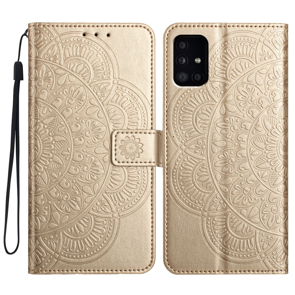 For Samsung Galaxy A71 4G SM-A715 Case Folio PU Leather Phone Cover - Gold