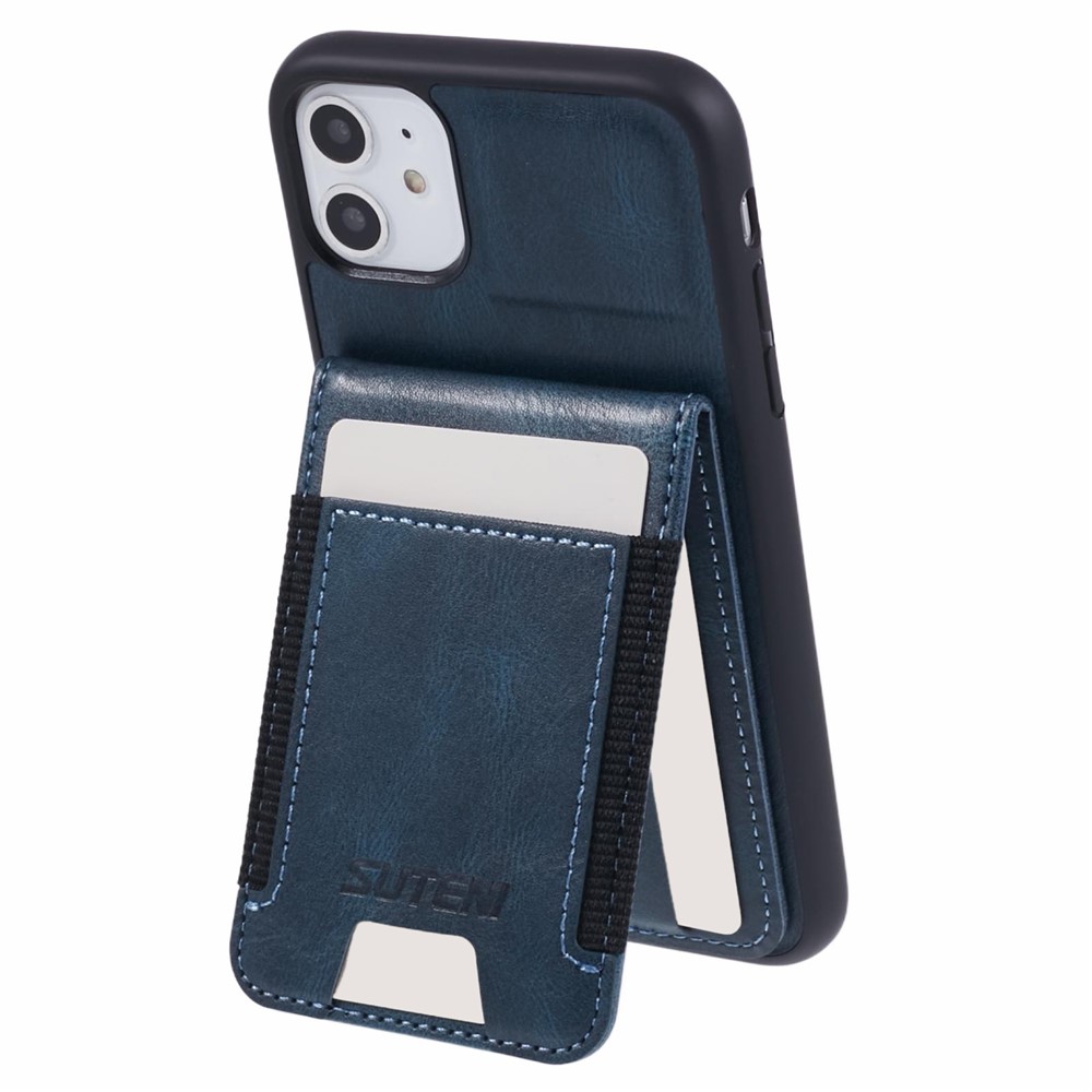 SUTENI H03 For iPhone 11 Case Slim PU Leather Phone Cover with Card Holders - Blue