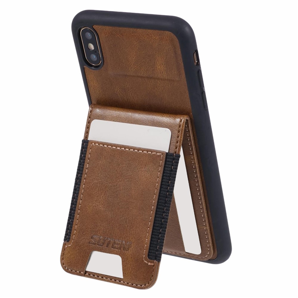 SUTENI H03 For iPhone XS Max Case PU Leather+TPU Drop Protection Phone Cover - Brown