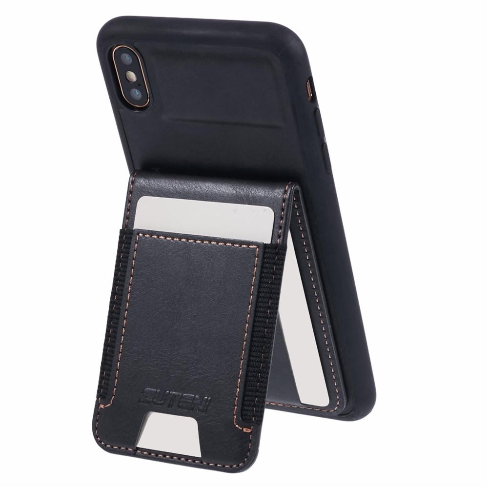 SUTENI H03 For iPhone XS Max Case PU Leather+TPU Drop Protection Phone Cover - Black