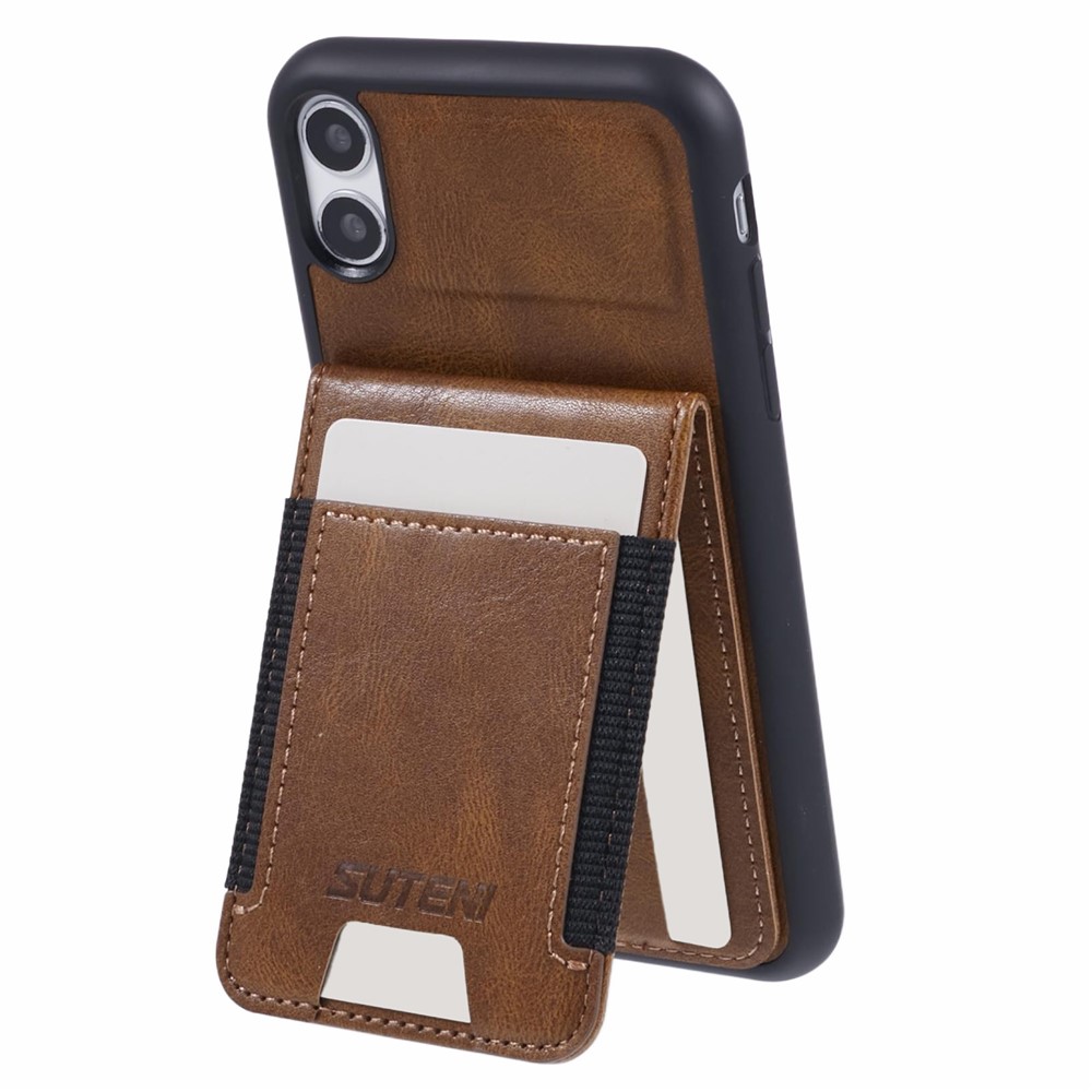 SUTENI H03 For iPhone XR 6.1 inch Case Waxy Textured Kickstand Shockproof Protective Cover - Brown