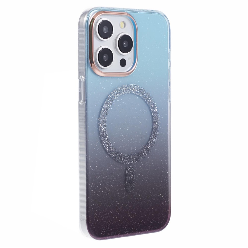 For iPhone 12 / 12 Pro Case Compatible with MagSafe Glitter Gradient TPU+Acrylic Slim Phone Case - Blue