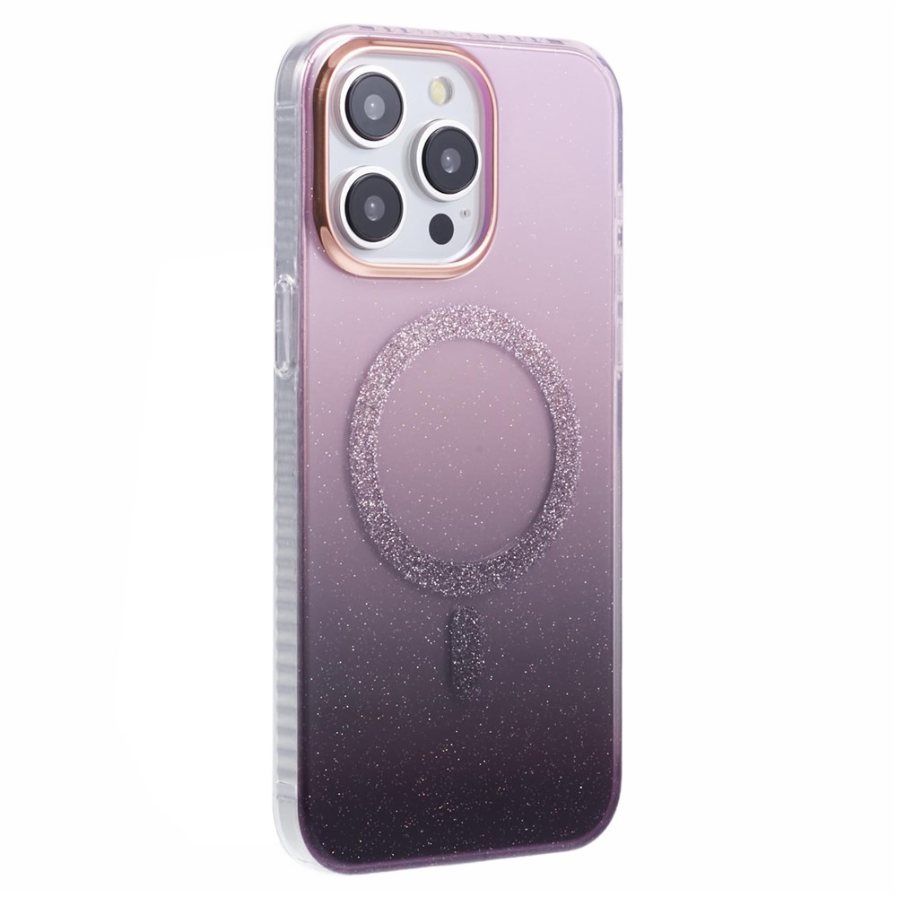 For iPhone 12 / 12 Pro Case Compatible with MagSafe Glitter Gradient TPU+Acrylic Slim Phone Case - Purple