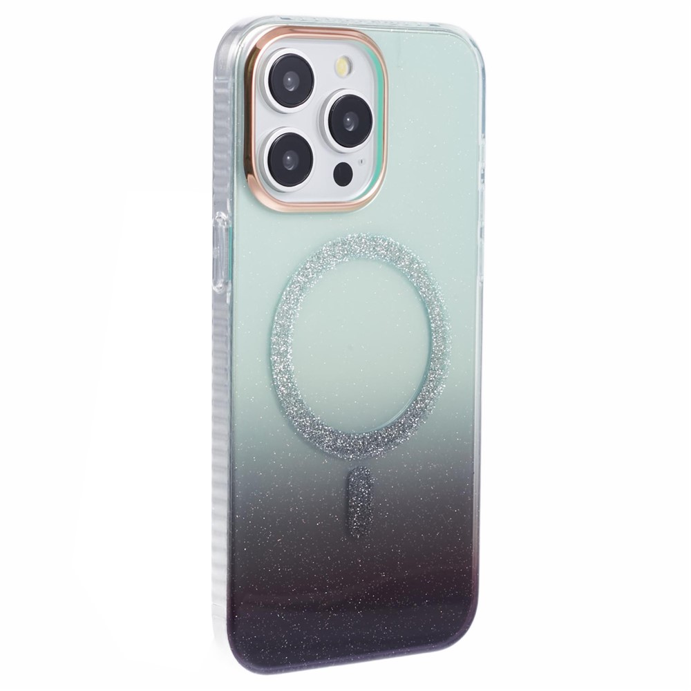 For iPhone 12 / 12 Pro Case Compatible with MagSafe Glitter Gradient TPU+Acrylic Slim Phone Case - Green