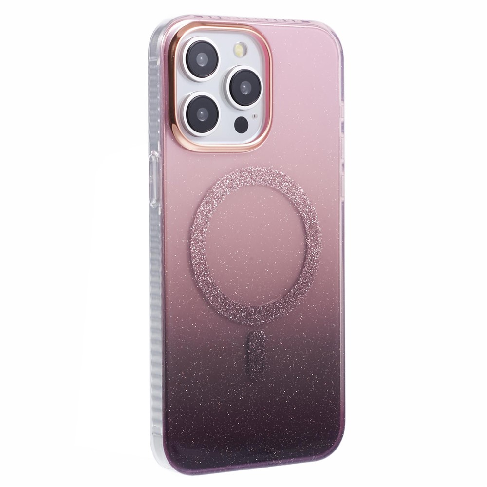 For iPhone 12 / 12 Pro Case Compatible with MagSafe Glitter Gradient TPU+Acrylic Slim Phone Case - Pink