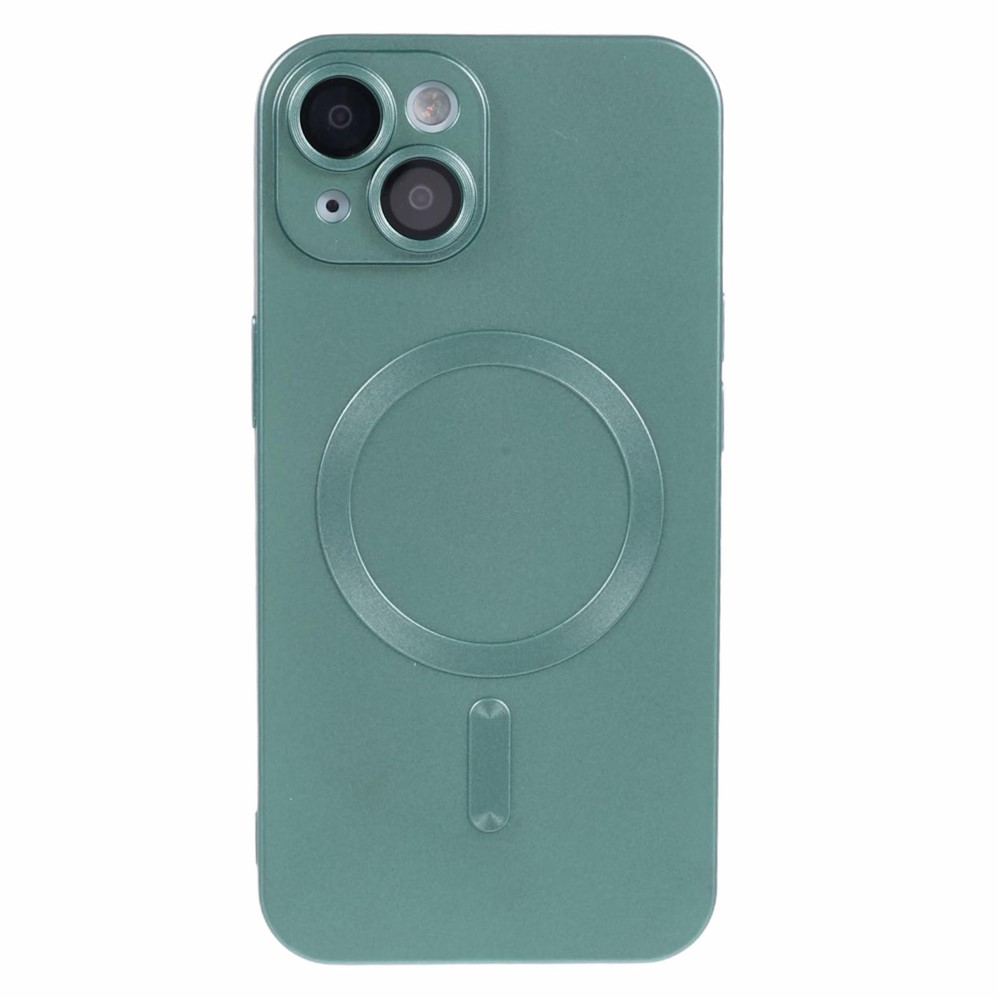 For iPhone 14 Plus TPU Case Compatible with MagSafe Rubberized Anti-Drop Phone Cover with Lens Film - Green