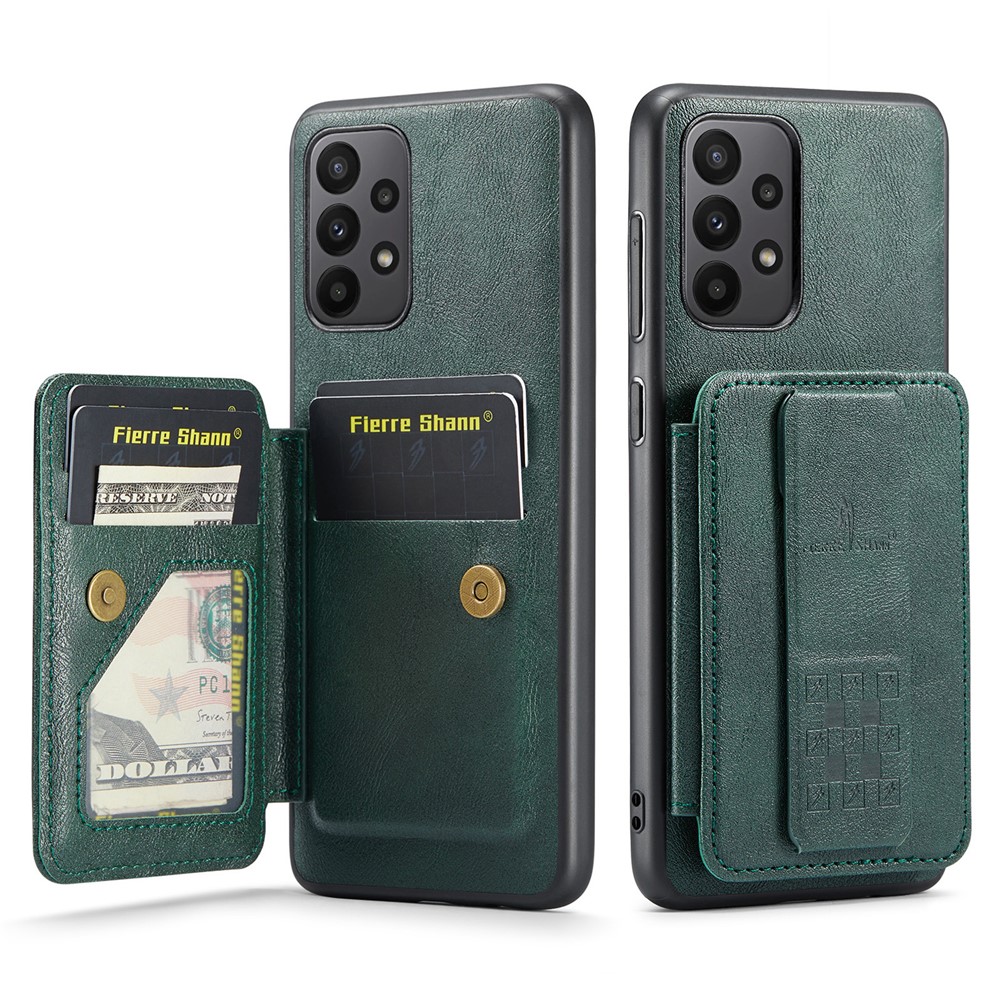 For Samsung Galaxy A73 5G Case with Card Holder Leather+TPU Protective Phone Cover - Green