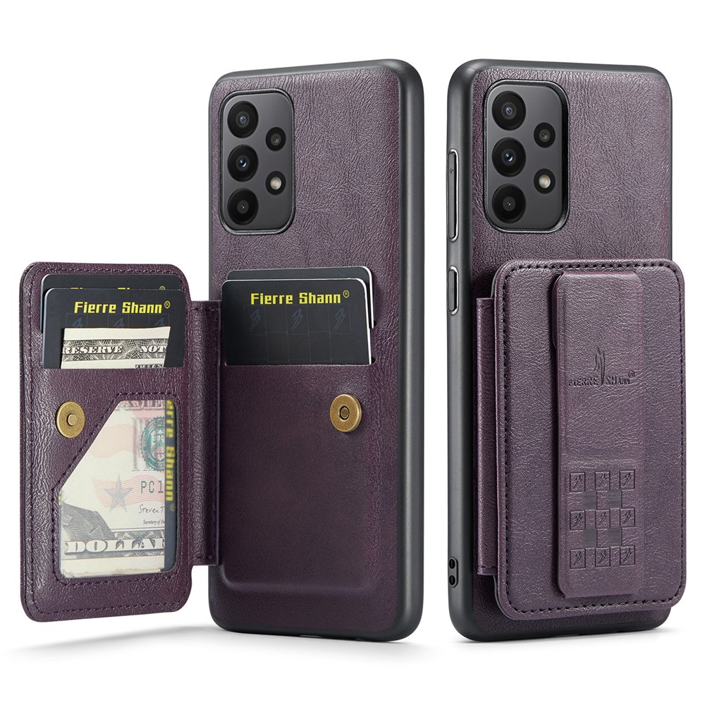 For Samsung Galaxy A73 5G Case with Card Holder Leather+TPU Protective Phone Cover - Purple