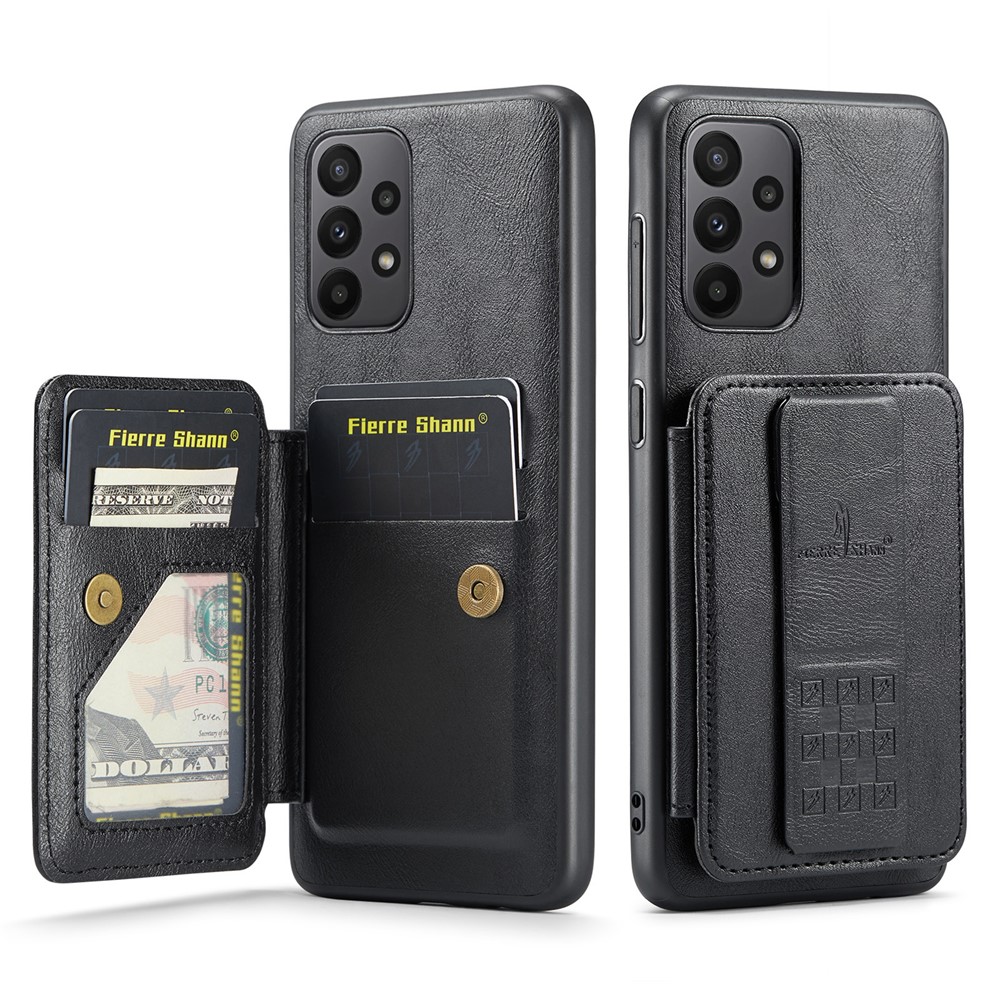 For Samsung Galaxy A72 4G / 5G Case PU Leather+TPU Kickstand Phone Cover RFID Blocking - Black