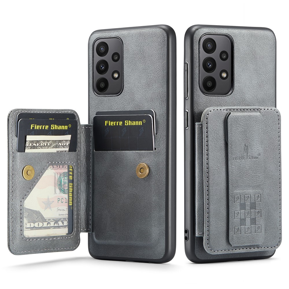 For Samsung Galaxy A72 4G / 5G Case PU Leather+TPU Kickstand Phone Cover RFID Blocking - Grey