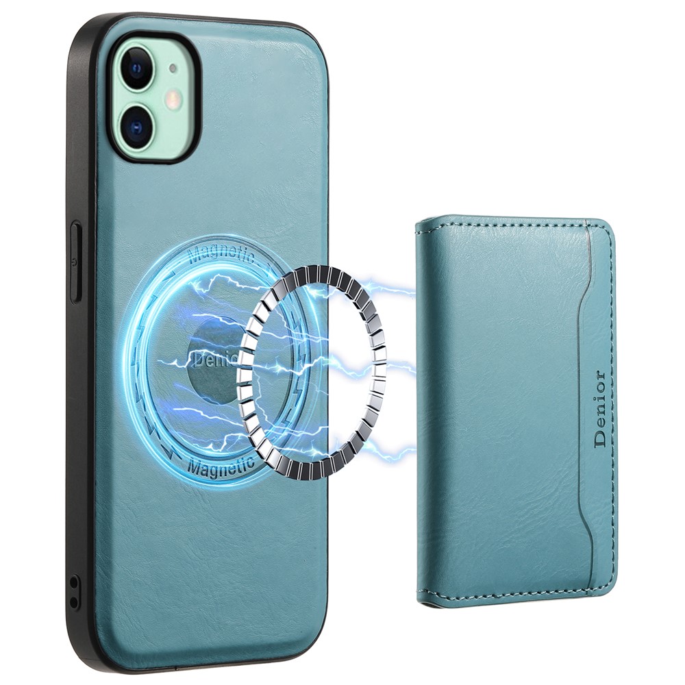 DENIOR For iPhone 11 Magnetic Phone Case Detachable Card Bag Cover Fits Magnetic Car Mount - Blue