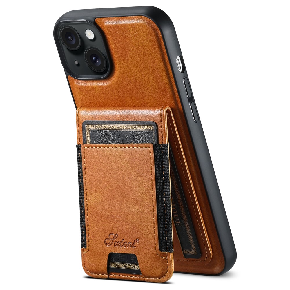 SUTENI H17 For iPhone 14 Plus Case Compatible with MagSafe Detachable Card Holder Phone Shell - Khaki