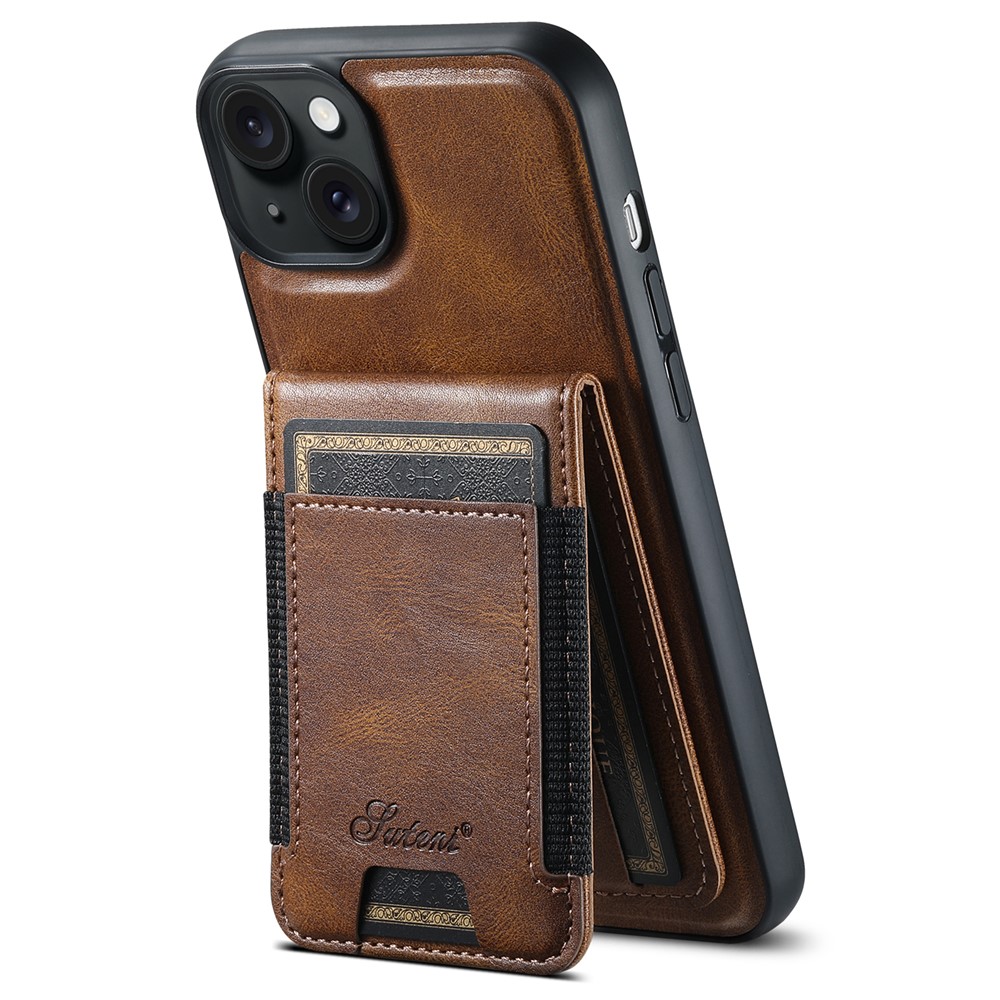 SUTENI H17 For iPhone 14 Plus Case Compatible with MagSafe Detachable Card Holder Phone Shell - Brown
