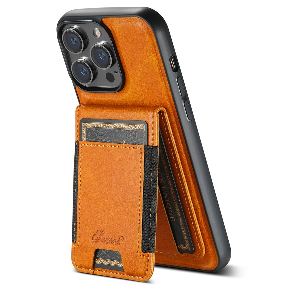 SUTENI H17 For iPhone 12 Pro Case Detachable Card Holder Phone Shell Compatible with MagSafe - Khaki